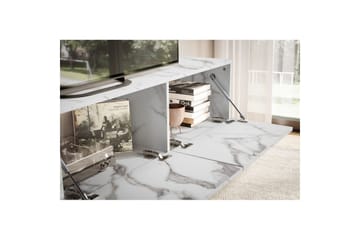 Lowboard Wohnling Folierad upphängning med luckdörr, modern Marmor, Vit, 160 cm - Marmor, Vit, 160 cm - Möbler - TV- & Mediamöbler - TV-hylla