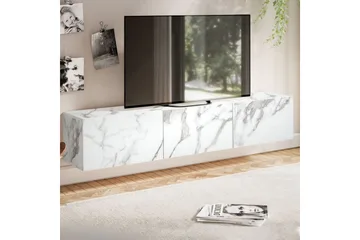 Lowboard Wohnling Folierad upphängning med luckdörr, modern Marmor, Vit, 160 cm - Marmor, Vit, 160 cm - Möbler - TV- & Mediamöbler - TV-hylla
