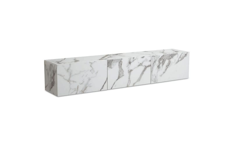 Lowboard Wohnling Folierad upphängning med luckdörr, modern Marmor, Vit, 160 cm - Marmor, Vit, 160 cm - Möbler - TV- & Mediamöbler - Mediastativ & väggfäste - Tv-stativ & Tv-väggfäste