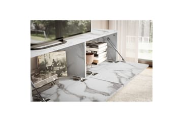 Lowboard Wohnling Folierad upphängning med luckdörr, modern Marmor, Vit, 160 cm - Marmor, Vit, 160 cm - Möbler - TV- & Mediamöbler - Mediastativ & väggfäste - Tv-stativ & Tv-väggfäste