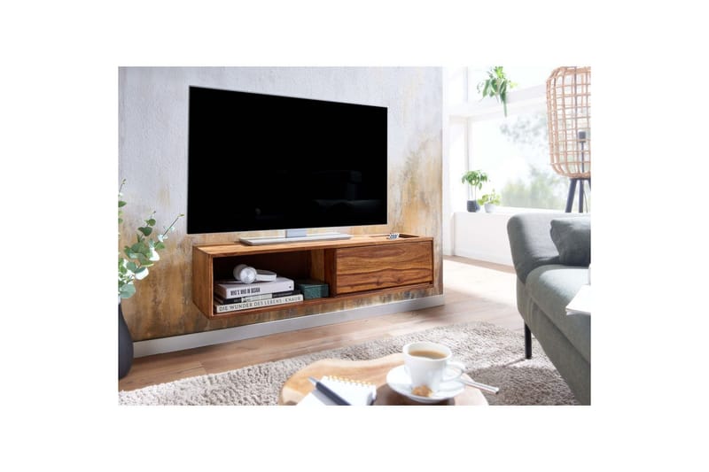 Lowboard Wohnling Massivt trä hängande med en låda lantligt stil - Möbler - TV- & Mediamöbler - Mediastativ & väggfäste - Tv-stativ & Tv-väggfäste