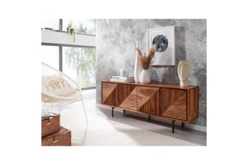 Lowboard Wohnling Massivt trä med förvaring, 4 dörrar, tryck för att öppna, lantlig stil - Möbler - TV- & Mediamöbler - TV bänk & mediabänk