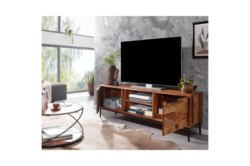 Lowboard Wohnling Massivt trä med förvaring 2 dörrar lantligt - Möbler - TV- & Mediamöbler - TV bänk & mediabänk