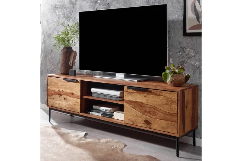 Lowboard Wohnling Massivt trä med förvaring 2 dörrar lantligt - Möbler - TV- & Mediamöbler - TV bänk & mediabänk