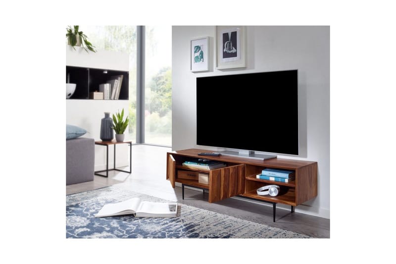 Lowboard Wohnling Massivt trä med förvaring 2 dörrar tryck för att öppna lantligt - Möbler - TV- & Mediamöbler - TV bänk & mediabänk