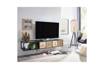 Lowboard Wohnling Metallhängande med 3 lådor i massivt trä Industriell - Möbler - TV- & Mediamöbler - Mediastativ & väggfäste - Tv-stativ & Tv-väggfäste