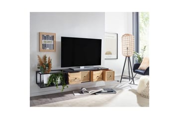 Lowboard Wohnling Metallhängande med 3 lådor i massivt trä Industriell - Möbler - TV- & Mediamöbler - Mediastativ & väggfäste - Tv-stativ & Tv-väggfäste