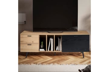 Lowboard Wohnling modernt spånskiva, 2 lådor, 1 dörr, förvaringsbrickor, metallben, modern stil Ek - Ek - Möbler - TV- & Mediamöbler - Mediastativ & väggfäste - Tv-stativ & Tv-väggfäste