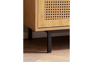 Lowboard Wohnling spånskiva folierad med 2 skjutdörrar, wienflät, modern stil Ek - Ek - Möbler - TV- & Mediamöbler - Mediastativ & väggfäste - Tv-stativ & Tv-väggfäste