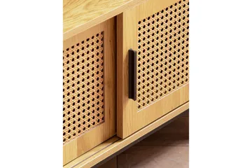 Lowboard Wohnling spånskiva folierad med 2 skjutdörrar, wienflät, modern stil Ek - Ek - Möbler - TV- & Mediamöbler - TV bänk & mediabänk