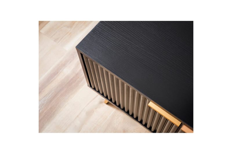 Lowboard Wohnling Spånskiva Svart Folierad med 2 Dörrar Förvaringsfack Modern - Möbler - TV- & Mediamöbler - Mediastativ & väggfäste - Tv-stativ & Tv-väggfäste