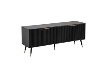 Lowboard Wohnling Spånskiva Svart Folierad med 2 Dörrar Modern Ek med Metallben - Möbler - TV- & Mediamöbler - TV bänk & mediabänk