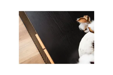 Lowboard Wohnling Spånskiva Svart Folierad med 2 Dörrar Modern Ek med Metallben - Möbler - TV- & Mediamöbler - TV bänk & mediabänk