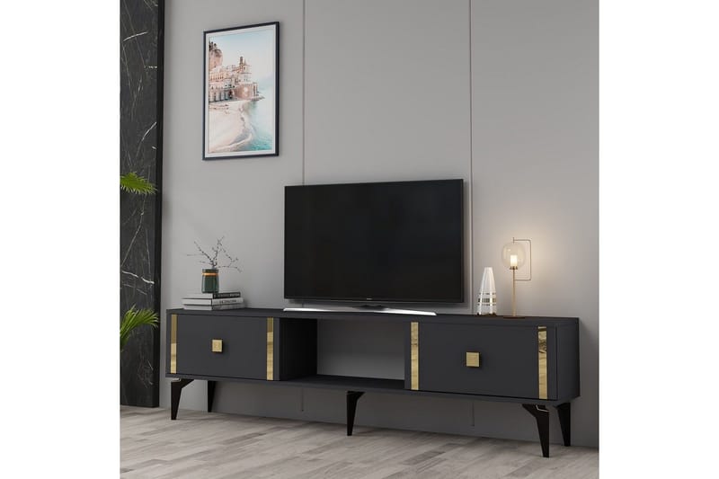 Male Tv-bänk 150 cm - Antracit/Guld - Möbler - TV- & Mediamöbler - TV bänk & mediabänk