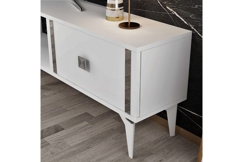 Male Tv-bänk 150 cm - Vit/Silver - Möbler - TV- & Mediamöbler - TV bänk & mediabänk