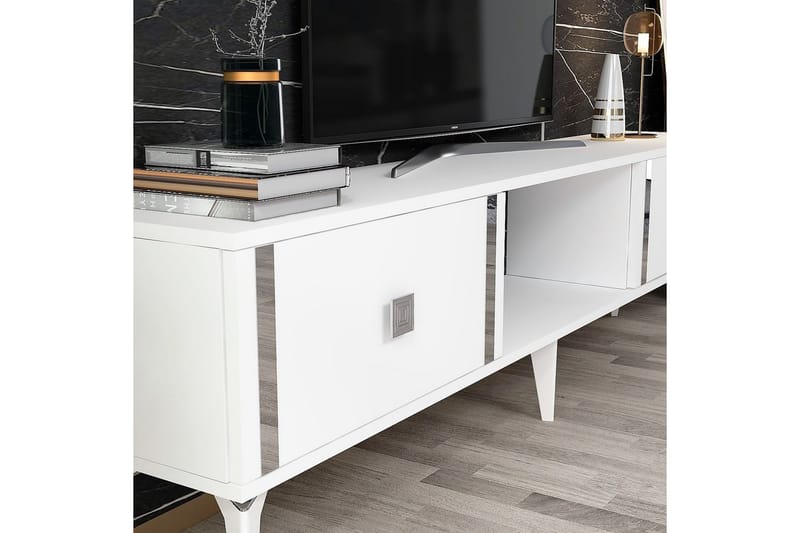 Male Tv-bänk 150 cm - Vit/Silver - Möbler - TV- & Mediamöbler - TV bänk & mediabänk