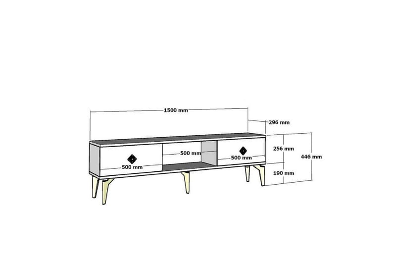 Male Tv-bänk 150 cm - Vit/Silver - Möbler - TV- & Mediamöbler - TV bänk & mediabänk