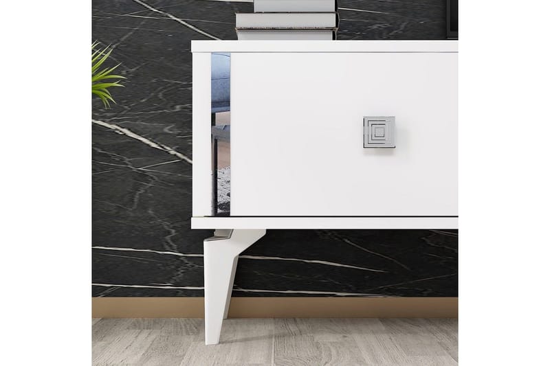 Male Tv-bänk 150 cm - Vit/Silver - Möbler - TV- & Mediamöbler - TV bänk & mediabänk