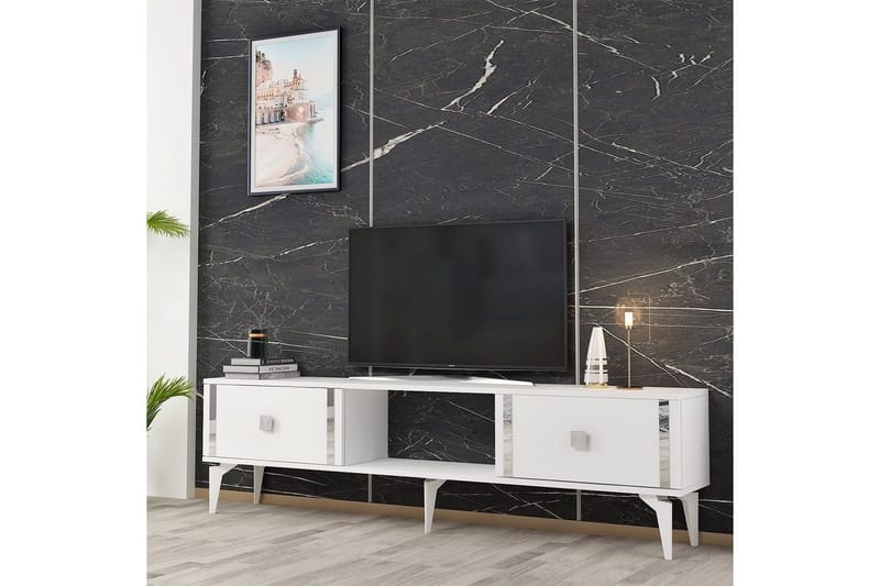Male Tv-bänk 150 cm - Vit/Silver - Möbler - TV- & Mediamöbler - TV bänk & mediabänk