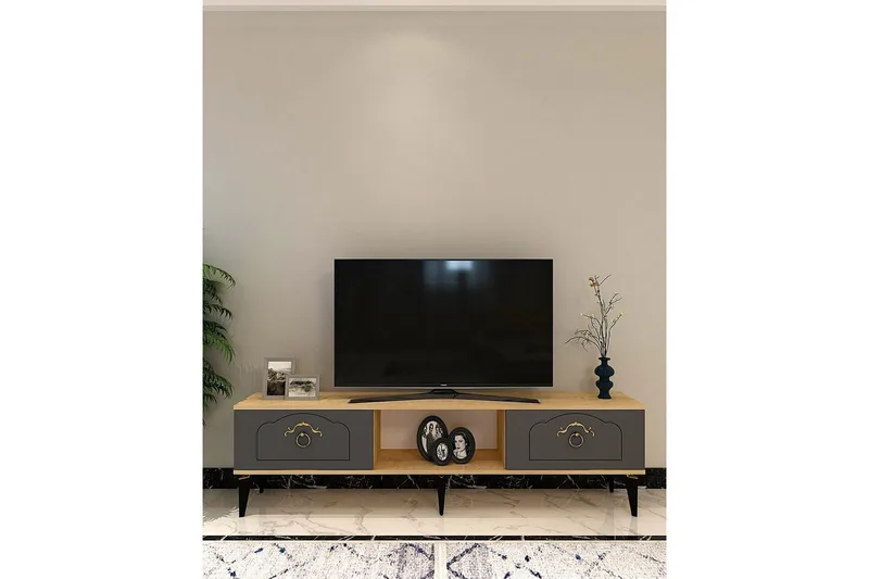 Maren Tv-bänk 150 cm - Ek/Antracit - Möbler - TV- & Mediamöbler - TV bänk & mediabänk
