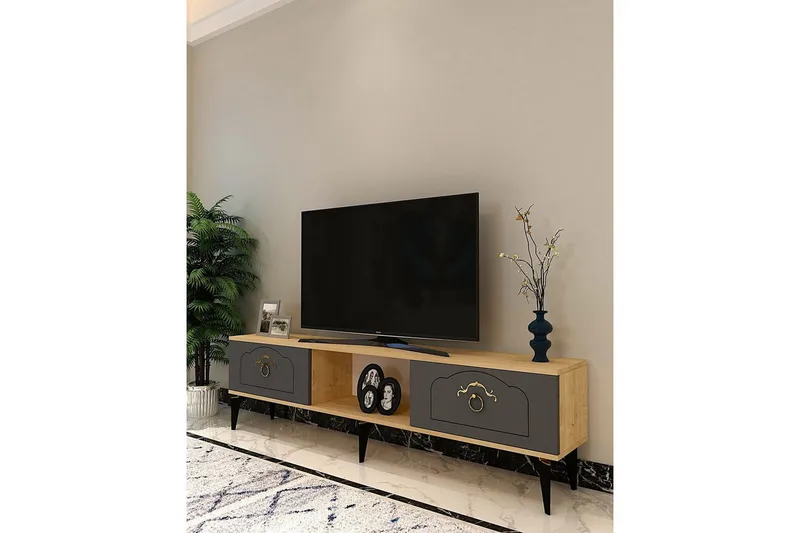 Maren Tv-bänk 150 cm - Ek/Antracit - Möbler - TV- & Mediamöbler - TV bänk & mediabänk