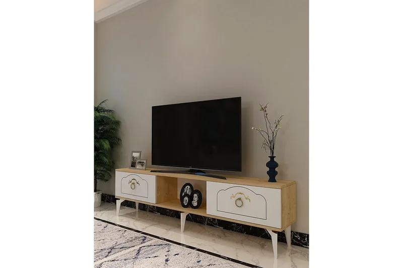 Maren Tv-bänk 150 cm - Ek/Vit - Möbler - TV- & Mediamöbler - TV bänk & mediabänk