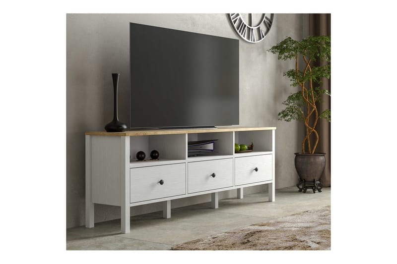 Marven Tv-bänk 160 cm - Natur/Vit - Möbler - TV- & Mediamöbler - TV bänk & mediabänk