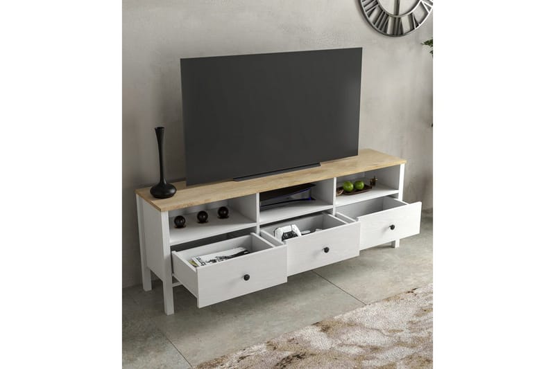 Marven Tv-bänk 160 cm - Natur/Vit - Möbler - TV- & Mediamöbler - TV bänk & mediabänk
