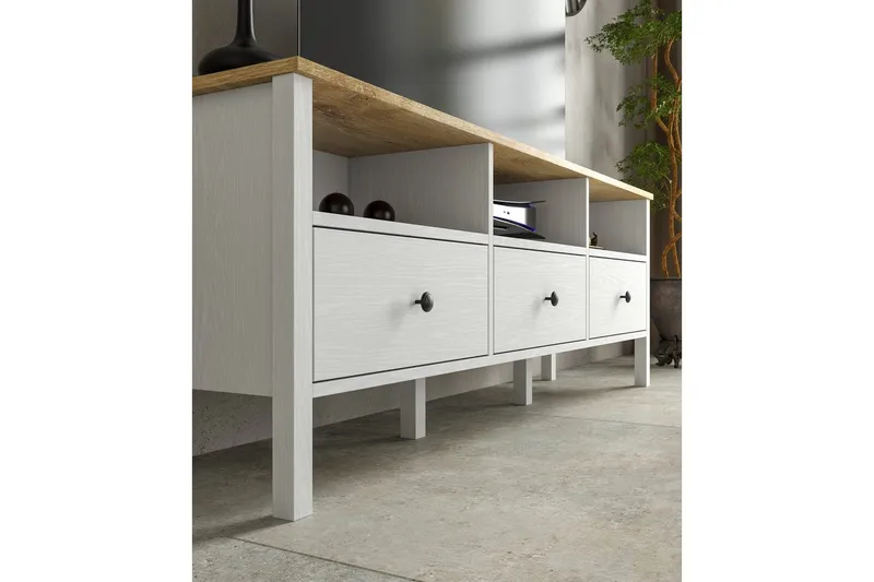 Marven Tv-bänk 160 cm - Natur/Vit - Möbler - TV- & Mediamöbler - TV bänk & mediabänk