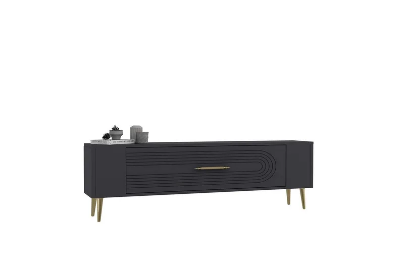 Mirel Tv-bänk 120 cm, Antracit/Guld