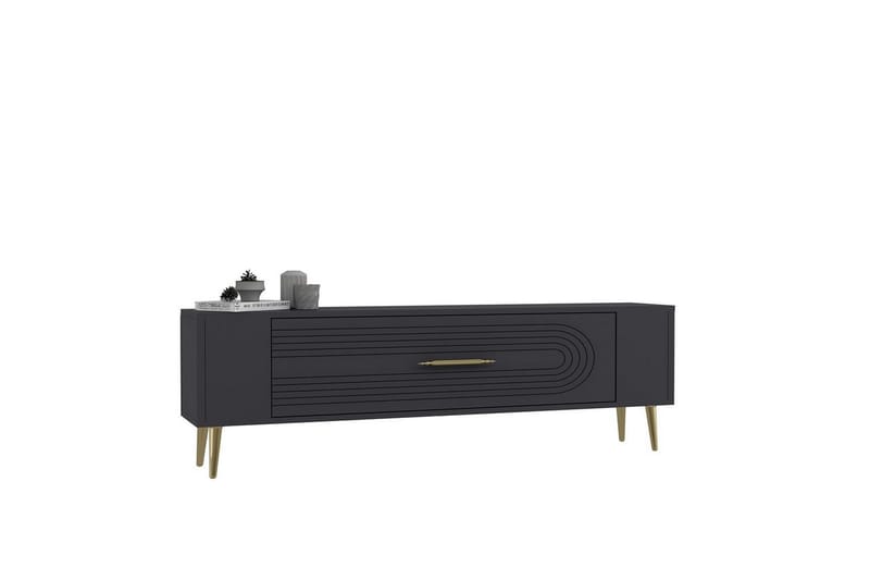 Mirel Tv-bänk 120 cm - Antracit/Guld - Möbler - TV- & Mediamöbler - TV bänk & mediabänk