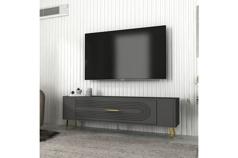Mirel Tv-bänk 120 cm - Antracit/Guld - Möbler - TV- & Mediamöbler - TV bänk & mediabänk