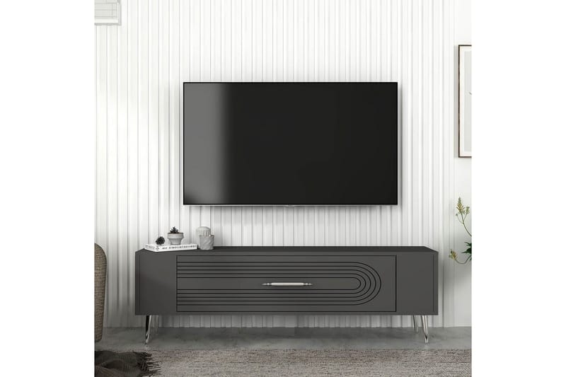 Mirel Tv-bänk 120 cm - Antracit/Silver - Möbler - TV- & Mediamöbler - TV bänk & mediabänk