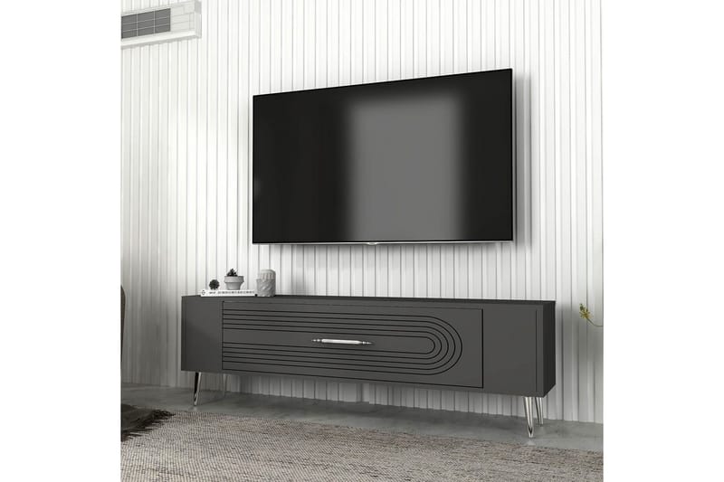 Mirel Tv-bänk 120 cm - Antracit/Silver - Möbler - TV- & Mediamöbler - TV bänk & mediabänk