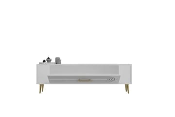 Mirel Tv-bänk 120 cm - Vit/Guld - Möbler - TV- & Mediamöbler - TV bänk & mediabänk