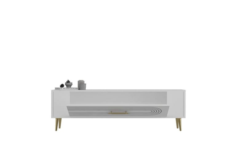 Mirel Tv-bänk 120 cm - Vit/Guld - Möbler - TV- & Mediamöbler - TV bänk & mediabänk