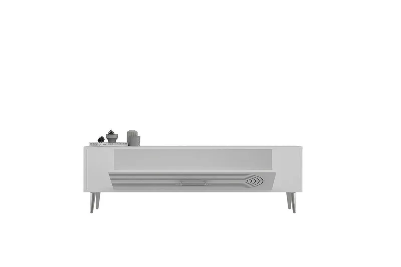 Mirel Tv-bänk 120 cm - Vit/Silver - Möbler - TV- & Mediamöbler - TV bänk & mediabänk