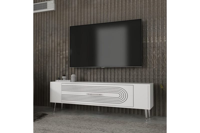 Mirel Tv-bänk 120 cm - Vit/Silver - Möbler - TV- & Mediamöbler - TV bänk & mediabänk