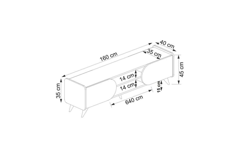 Mirra Tv-bänk 160 cm - Blå/Vit - Möbler - TV- & Mediamöbler - TV bänk & mediabänk