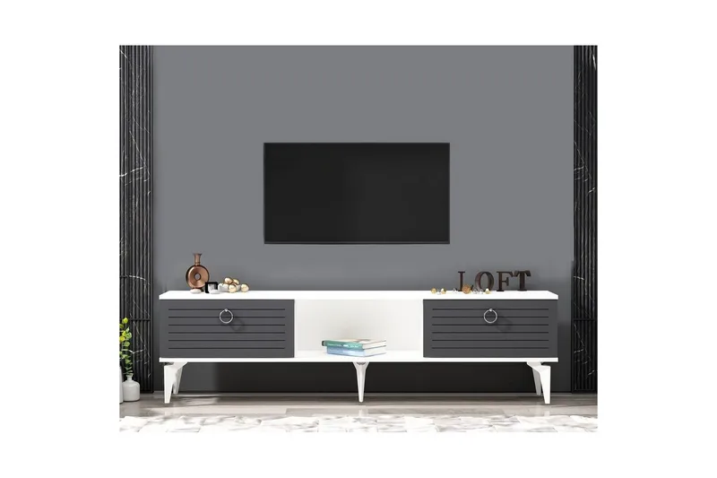 Mula Tv-bänk 150 cm - Vit/Antracit - Möbler - TV- & Mediamöbler - TV bänk & mediabänk