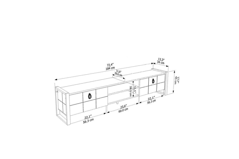 Munetaka Tv-bänk 184 cm - Antracit/Guld - Möbler - TV- & Mediamöbler - TV bänk & mediabänk