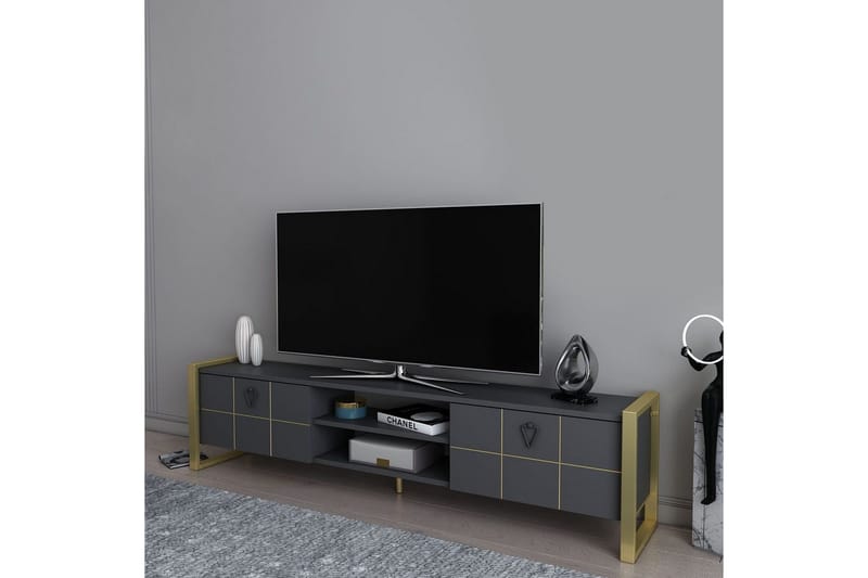 Munetaka Tv-bänk 184 cm - Antracit/Guld - Möbler - TV- & Mediamöbler - TV bänk & mediabänk