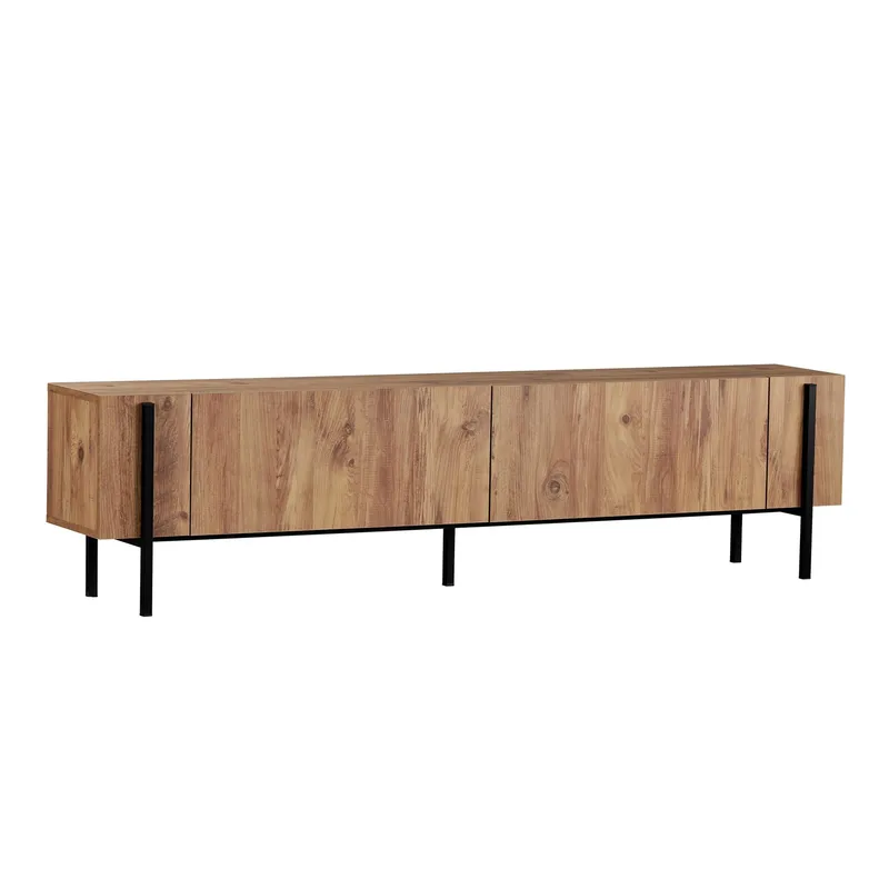 Nexus TV-bänk 180 cm - Atlantic Pine och svart - Möbler - TV- & Mediamöbler - Mediastativ & väggfäste - Tv-stativ & Tv-väggfäste