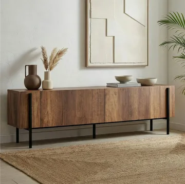 Nexus TV-bänk 180 cm - Barok valnöt och svart - Möbler - TV- & Mediamöbler - Mediastativ & väggfäste - Tv-stativ & Tv-väggfäste