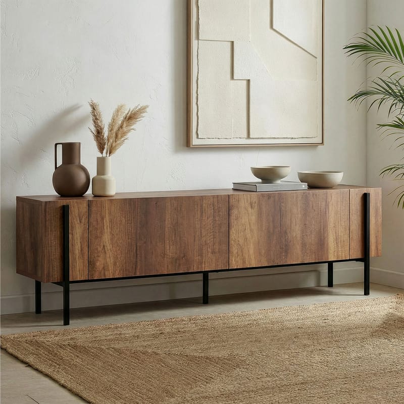 Nexus TV-bänk 180 cm - Barok valnöt och svart - Möbler - TV- & Mediamöbler - Mediastativ & väggfäste - Tv-stativ & Tv-väggfäste