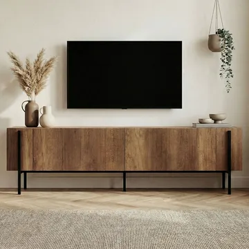 Nexus TV-bänk 180 cm - Barok valnöt och svart - Möbler - TV- & Mediamöbler - Mediastativ & väggfäste - Tv-stativ & Tv-väggfäste