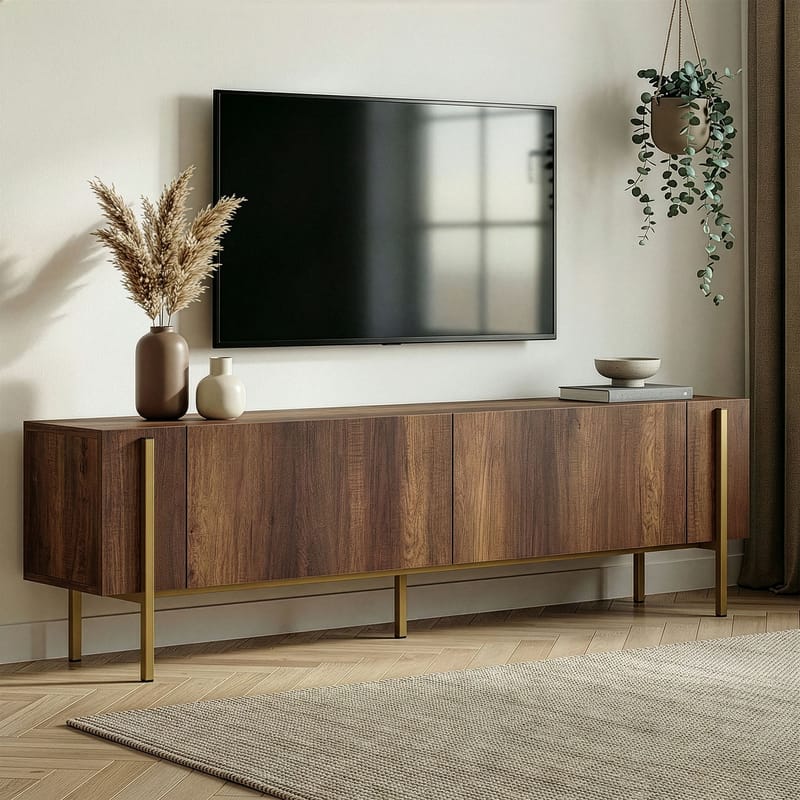 Nexus TV-bänk 180 cm - Barok Walnut Gold - Möbler - TV- & Mediamöbler - Mediastativ & väggfäste - Tv-stativ & Tv-väggfäste