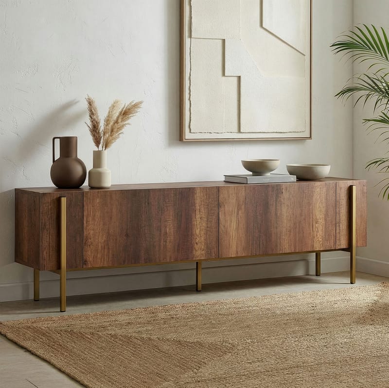 Nexus TV-bänk 180 cm - Barok Walnut Gold - Möbler - TV- & Mediamöbler - Mediastativ & väggfäste - Tv-stativ & Tv-väggfäste