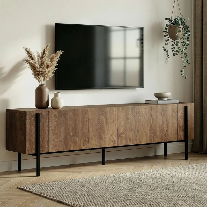 Nexus TV-bänk 180 cm - Kafkas Oak och Black - Möbler - TV- & Mediamöbler - Mediastativ & väggfäste - Tv-stativ & Tv-väggfäste
