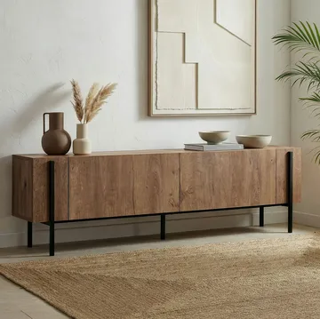 Nexus TV-bänk 180 cm - Kafkas Oak och Black - Möbler - TV- & Mediamöbler - Mediastativ & väggfäste - Tv-stativ & Tv-väggfäste